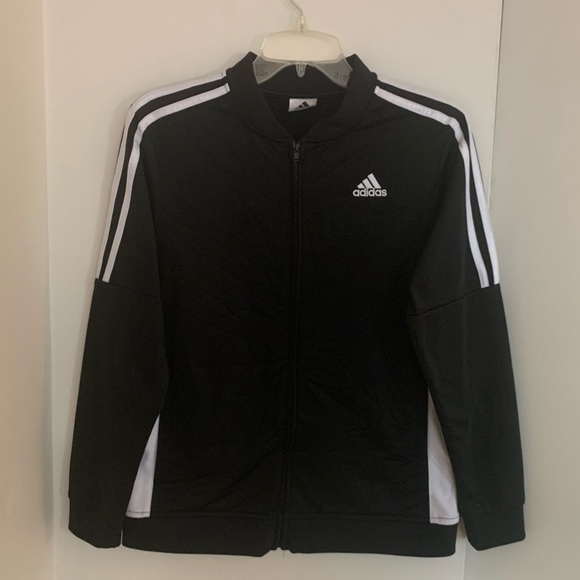 Adidas Black Track Jacket With White Stripes - Picture 2 of 8
